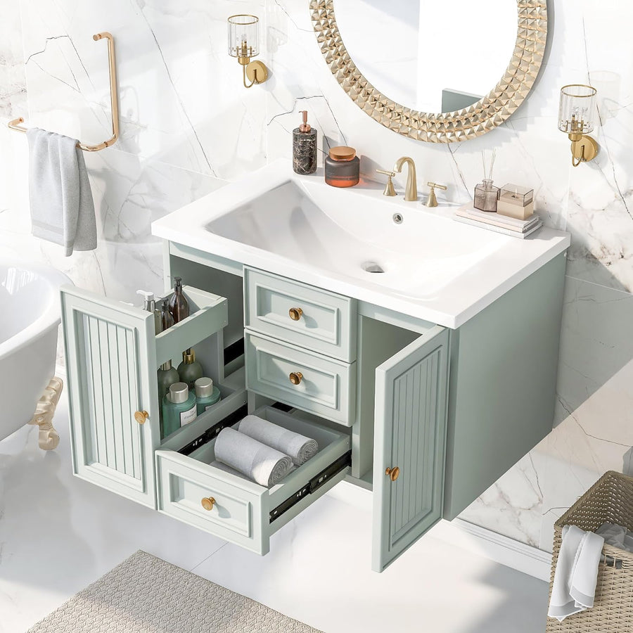 30" Bathroom Vanity with Single Sink Combo, Modern Wooden Bathroom Cabinet (no top) - $175