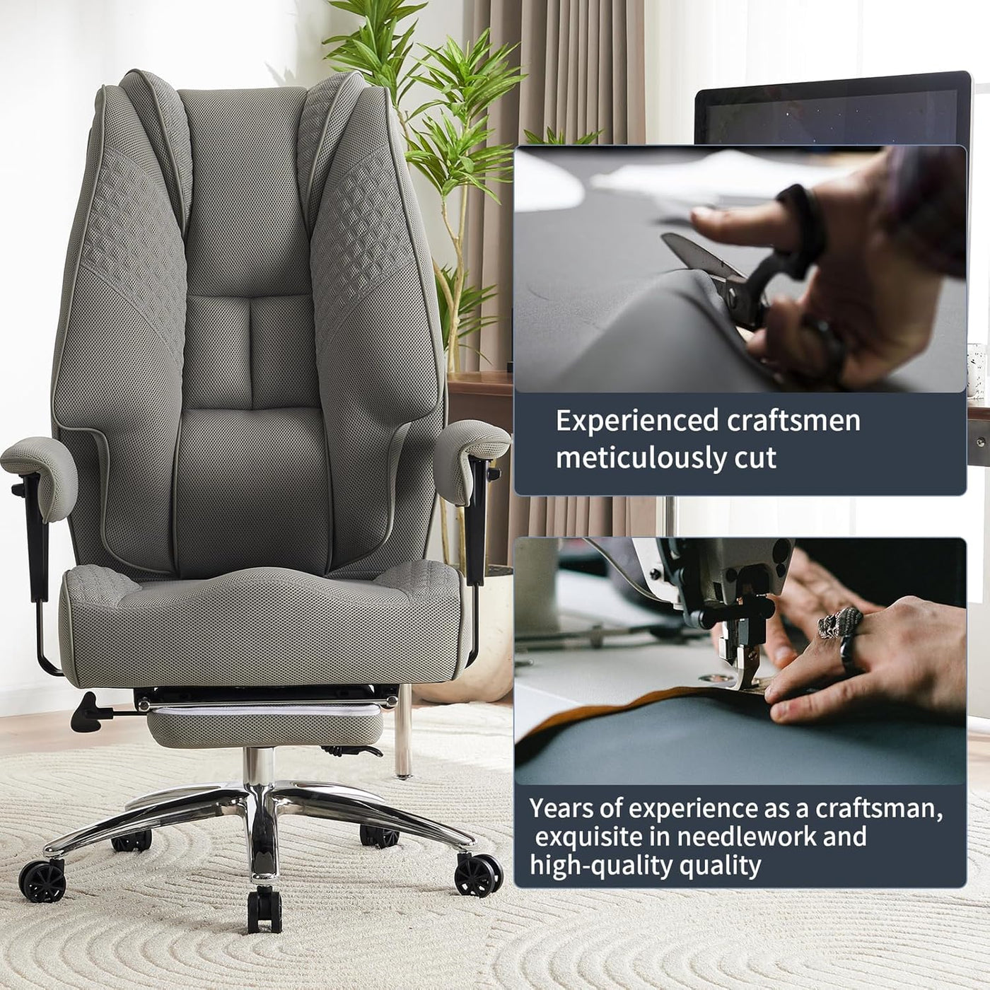 Big and Tall Office Chair 400lbs Wide Seat, Mesh High Back Executive Office Chair - $230