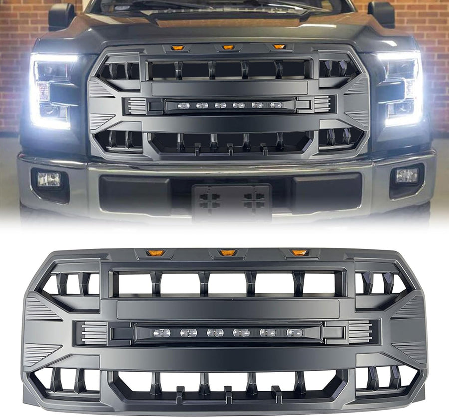 AMERICAN MODIFIED Grille Compatible with 2015-17 Ford F150, Matte Black - $105