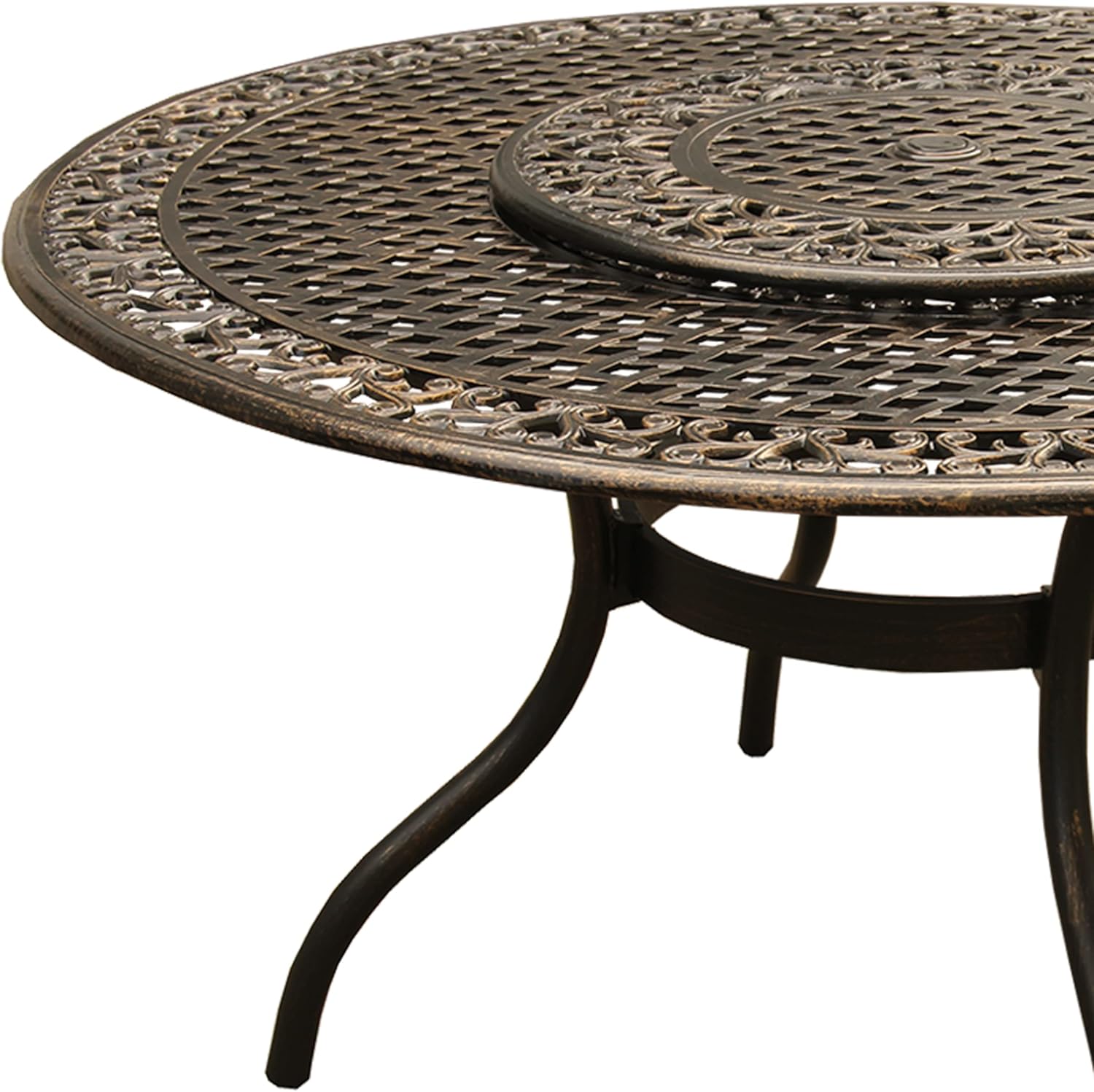 Oakland Living Ornate Mesh Lattice Aluminum 59 inch Bronze Round Dining Table - $295