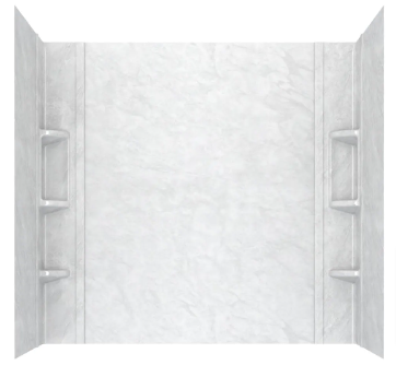 Ovation 32 in. x 60 in. x 59 in. 5-Piece Glue-Up Alcove Bath Wall Set in White Marble - $175