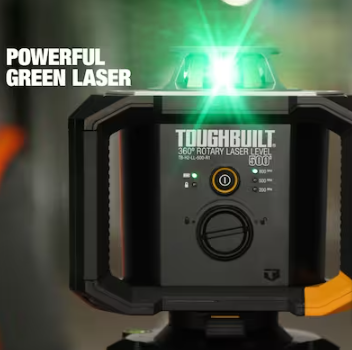 TOUGHBUILT Green 500-ft Self-Leveling Indoor/Outdoor Rotary Laser Level - $300