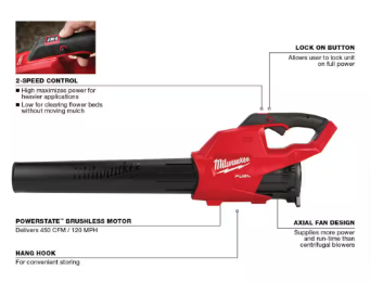 M18 FUEL 120 MPH 450 CFM 18-Volt Brushless Cordless Handheld Blower (Tool-Only) - $130