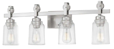 Knollwood 4-Light Brushed Nickel Vanity Light with Clear Glass Shades - $80