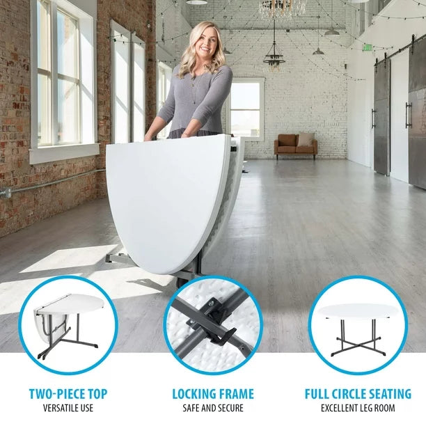 Lifetime 60-Inch Round Fold-In-Half Table (Commercial) - $120