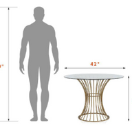 Westwood Glass Top Dining Table, Tempered Glass with Soft Brass (2 Boxes) - $220