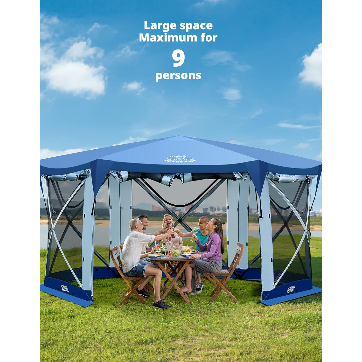 DEERFAMY Pop Up Gazebo Camping Tent with Starry Sky 11.5x11.5 - $260