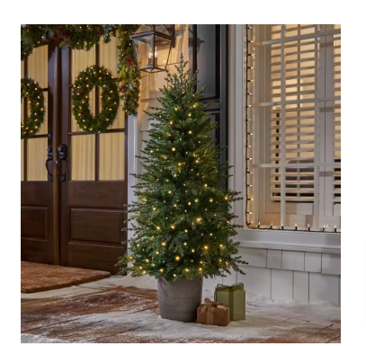 Home Accents Holiday 4.5 ft. Pre-Lit LED Grand Fir Artificial Christmas Tree - $50