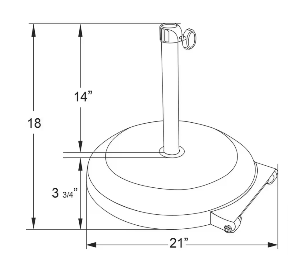 California Umbrella 75 lbs. Patio Umbrella Base with Wheels in Hammertone Grey - $130