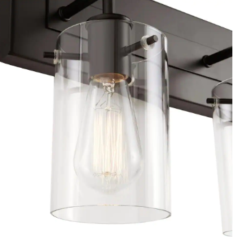 Regan 29.13 in. 4-Light Espresso Bronze Bathroom Vanity Light with Clear Glass Shades - $80