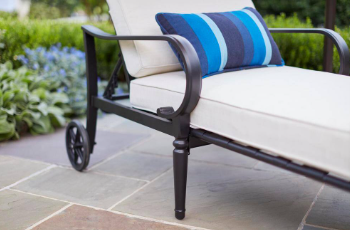 Hampton Bay Laurel Oaks Black Steel Outdoor Patio Chaise Lounge (Bare Cushion) - $200