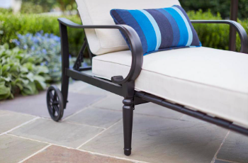 Hampton Bay Laurel Oaks Black Steel Outdoor Patio Chaise Lounge
