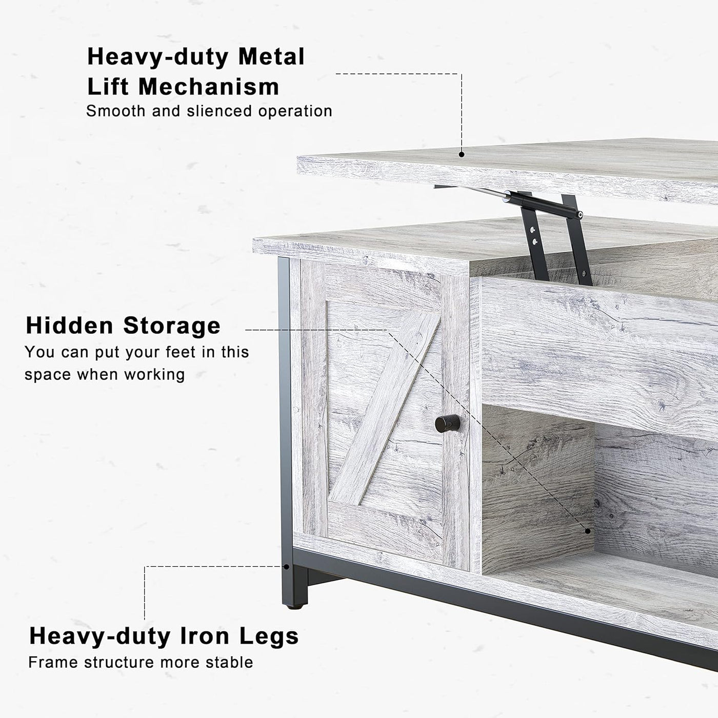 FABATO 41.7" Lift Top Coffee Table with Storage Drawer& Hidden Compartment - $60