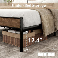 Twin Size Metal Platform Bed Frame with Modern Wooden Headboard and Footboard - $65