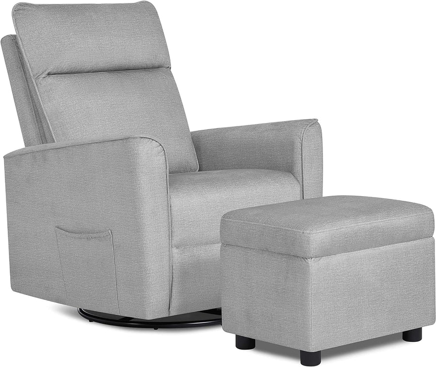 Evolur Aria Upholstered Plush Seating Swivel with Ottoman Greenguard Gold Chair - $320