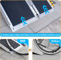 VNN Portable Wheelchair Ramp 8FT, Non-Slip Aluminum Folding Handicap Ramp - $210