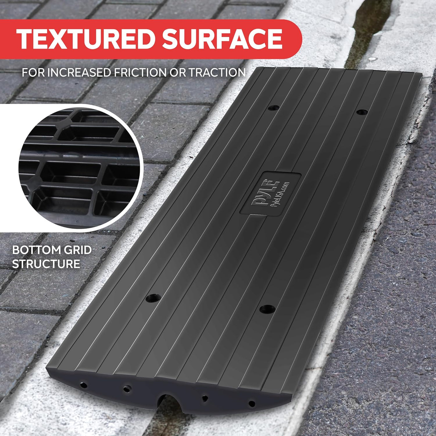 Pyle Car Vehicle Curbside Driveway Ramp - 4ft Heavy Duty Rubber Threshold Bridge - $100