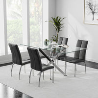 Tempered Glass Dining Table with Chromed Legs, 47" Modern Rectangular Kitchen Table - $110