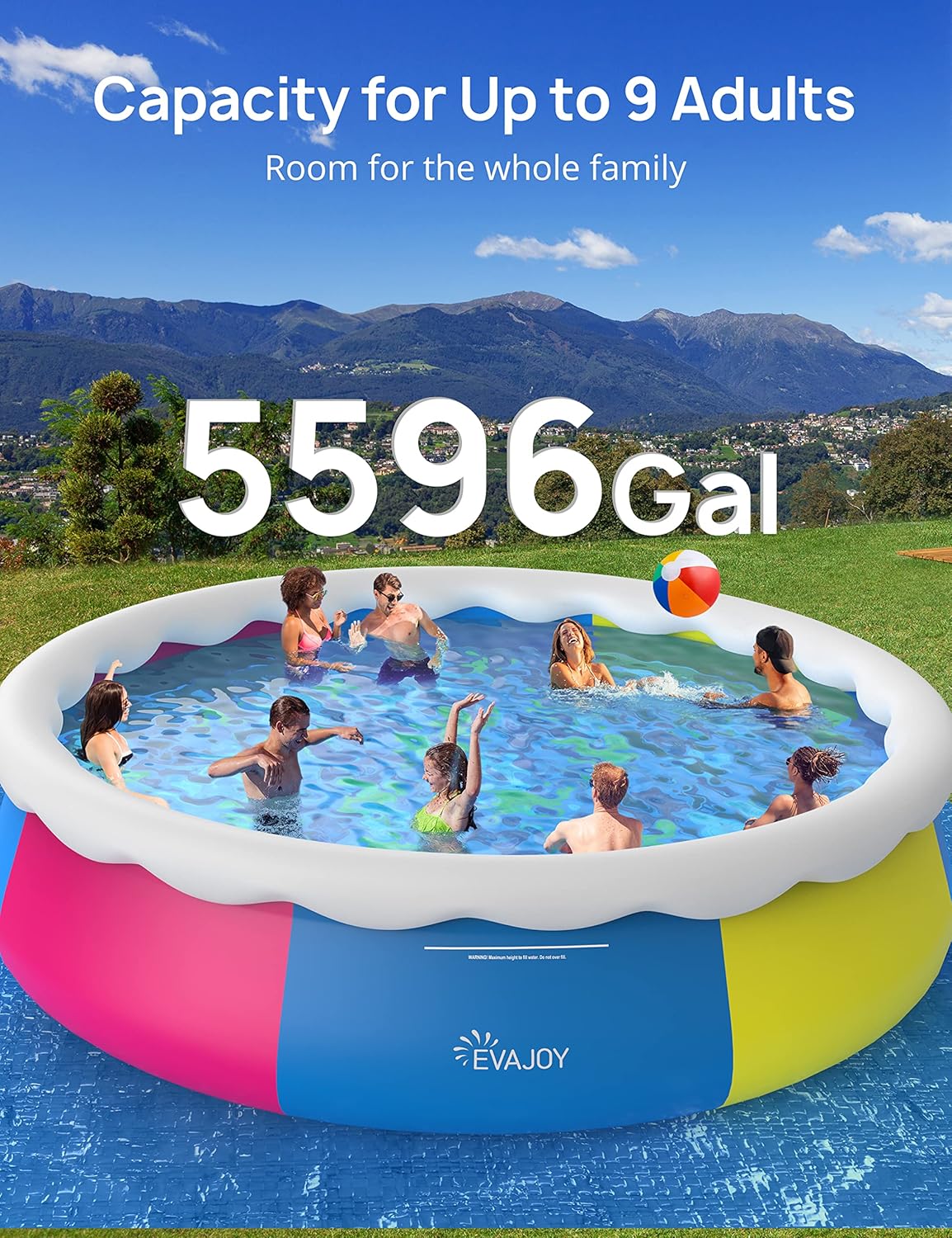 EVAJOY Inflatable Top Ring Swimming Pools 18ft*48in Round Pool Include Filter Pump - $190