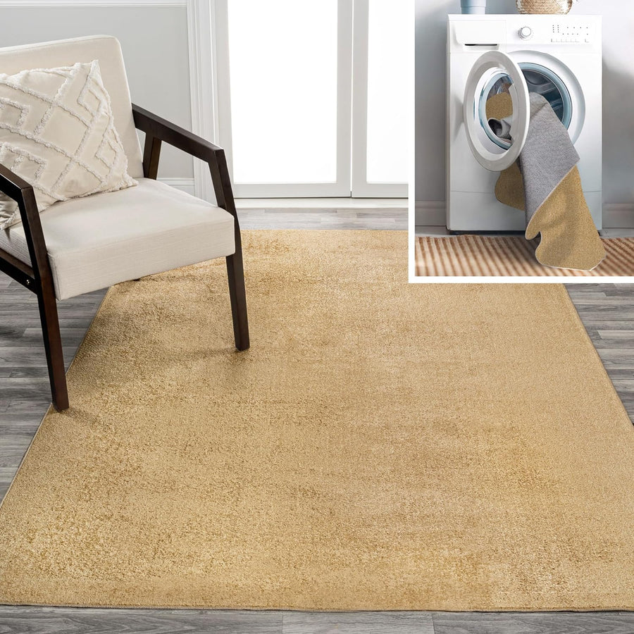 JONATHAN Y WSH300G-8 Twyla Classic Solid Machine-Washable Area Rug 8 ft. x 10 ft. - $75