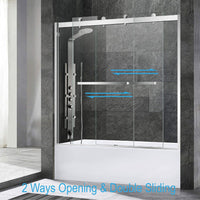 WOODBRIDGE Frameless Bathtub Shower Doors 56-60" Width x 62" Height with 3/8"(10mm) - $405