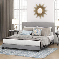 Furinno Laval Button Tufted Upholstered Platform Bed Frame, California King, Glacier - $125