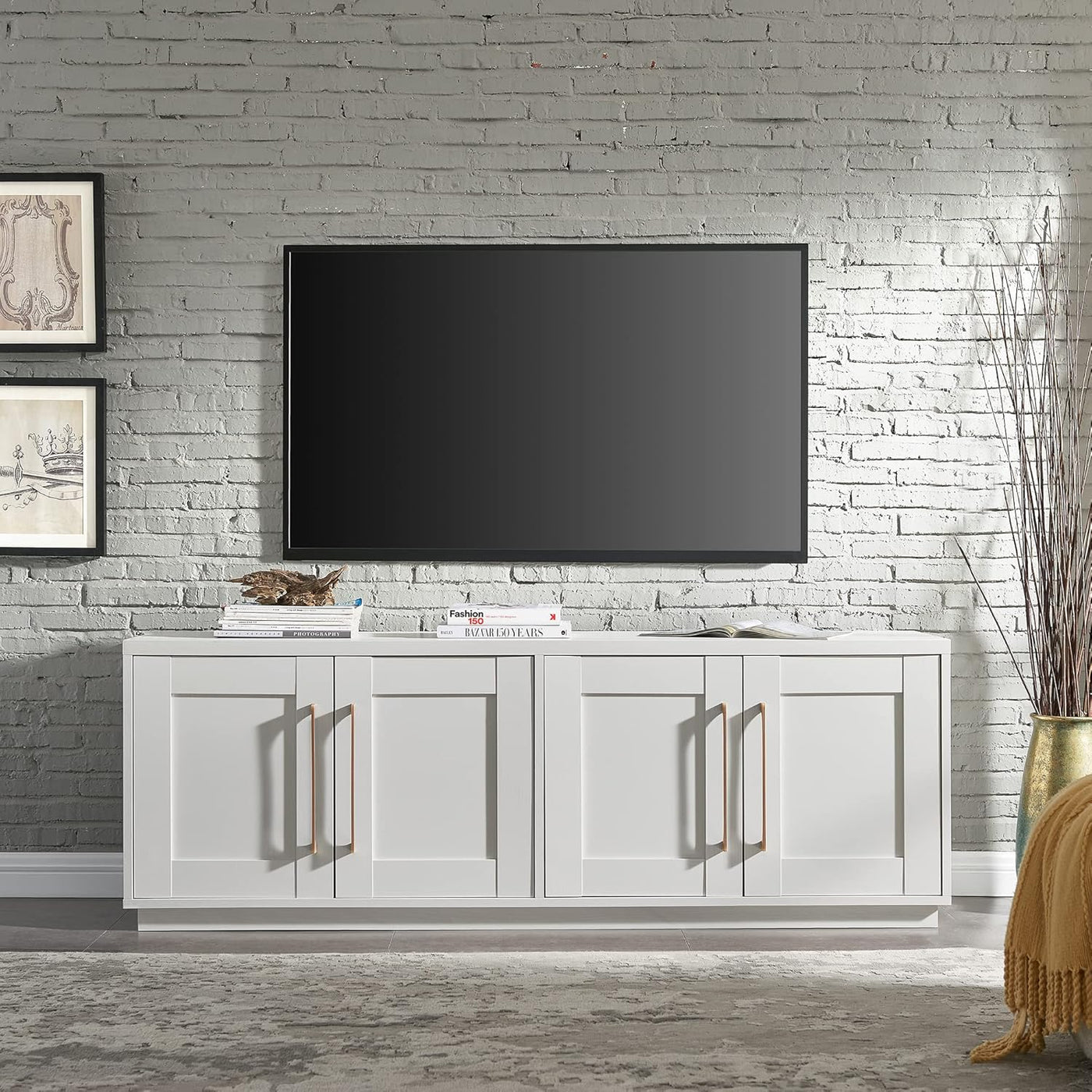 Henn&Hart Tillman Rectangular TV Stand for TV's up to 80" in, 68" Wide, White - $155