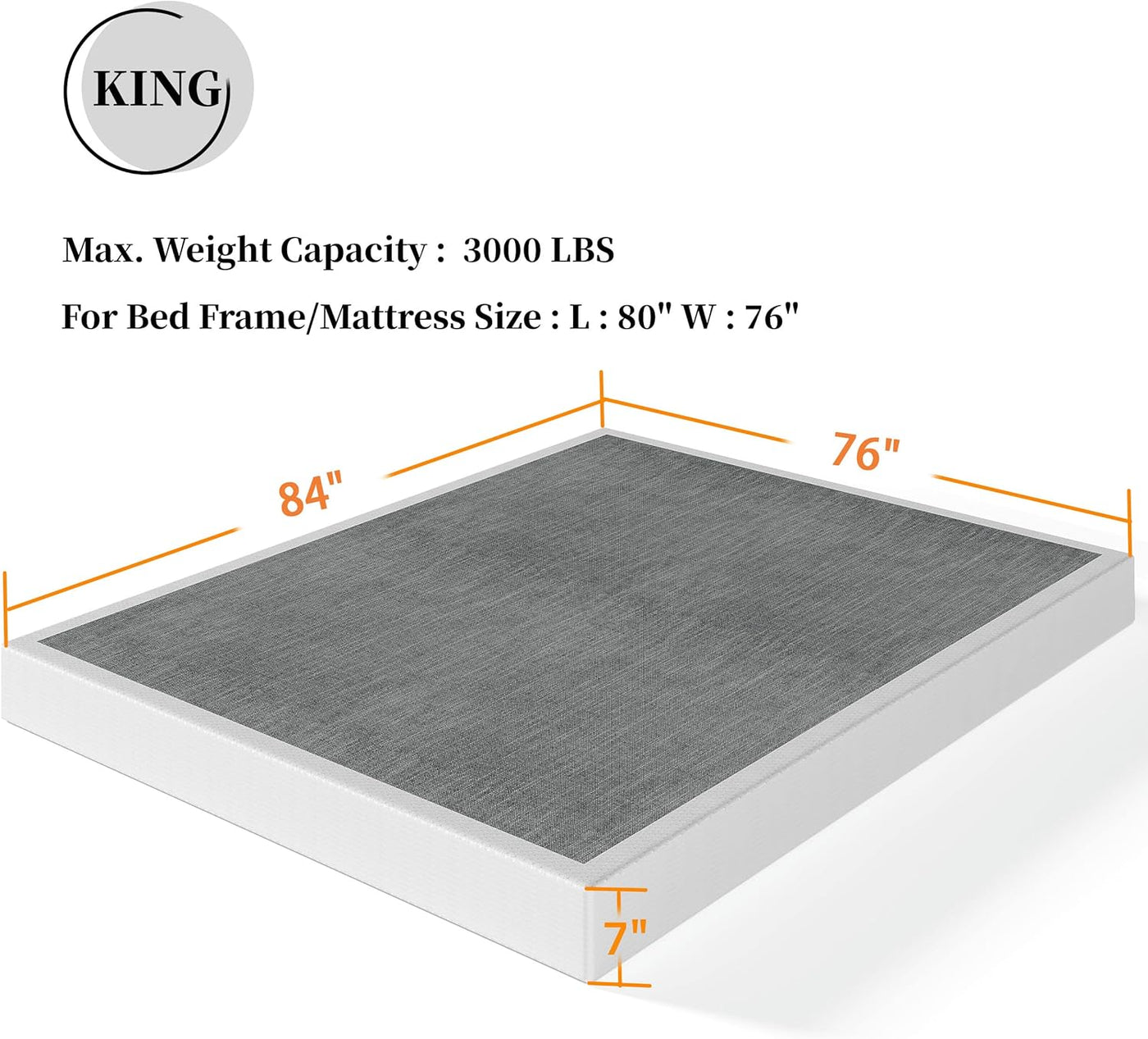 King Box Spring and Cover Set, 7 Inch High High Profile Metal BoxSpring, Heavy Duty - $85