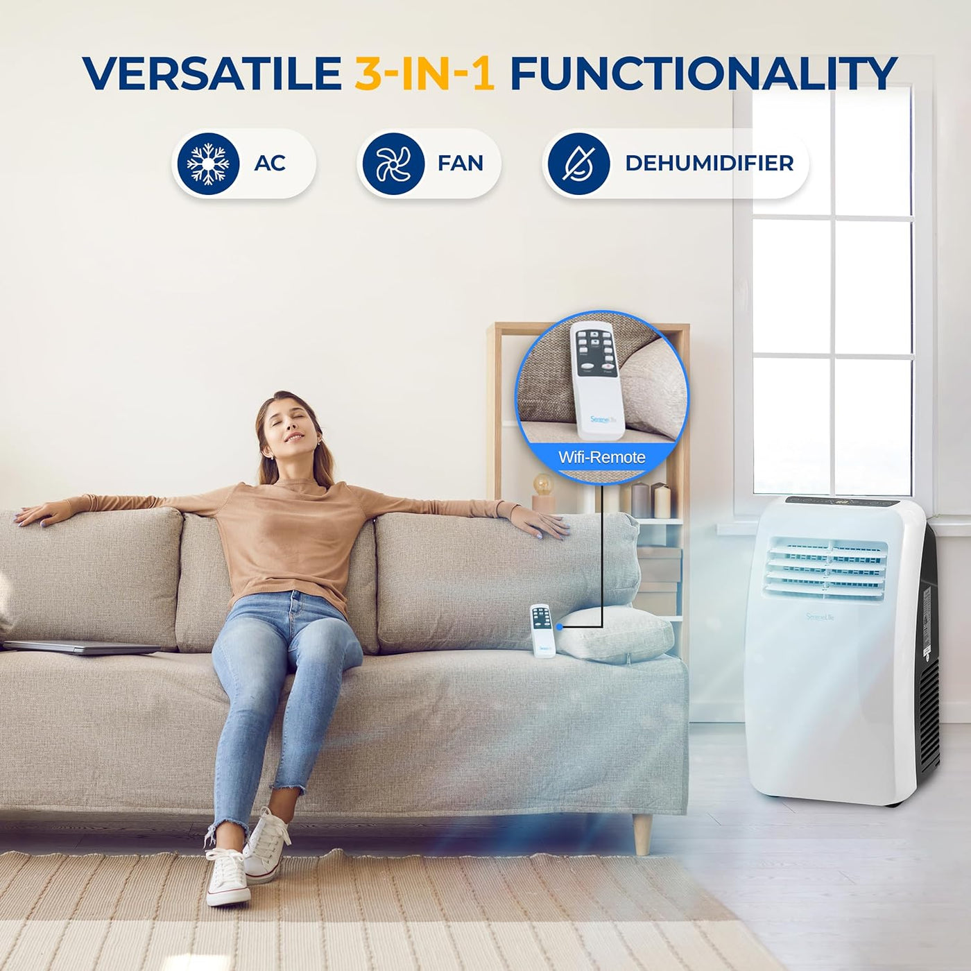 3-in-1 Portable Air Conditioner with Built-in Dehumidifier Function - $160