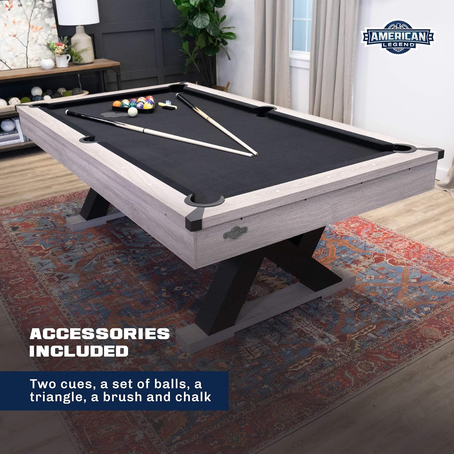 American Legend Kirkwood 90” Billiard Table with Rustic Finish, Brown - $520