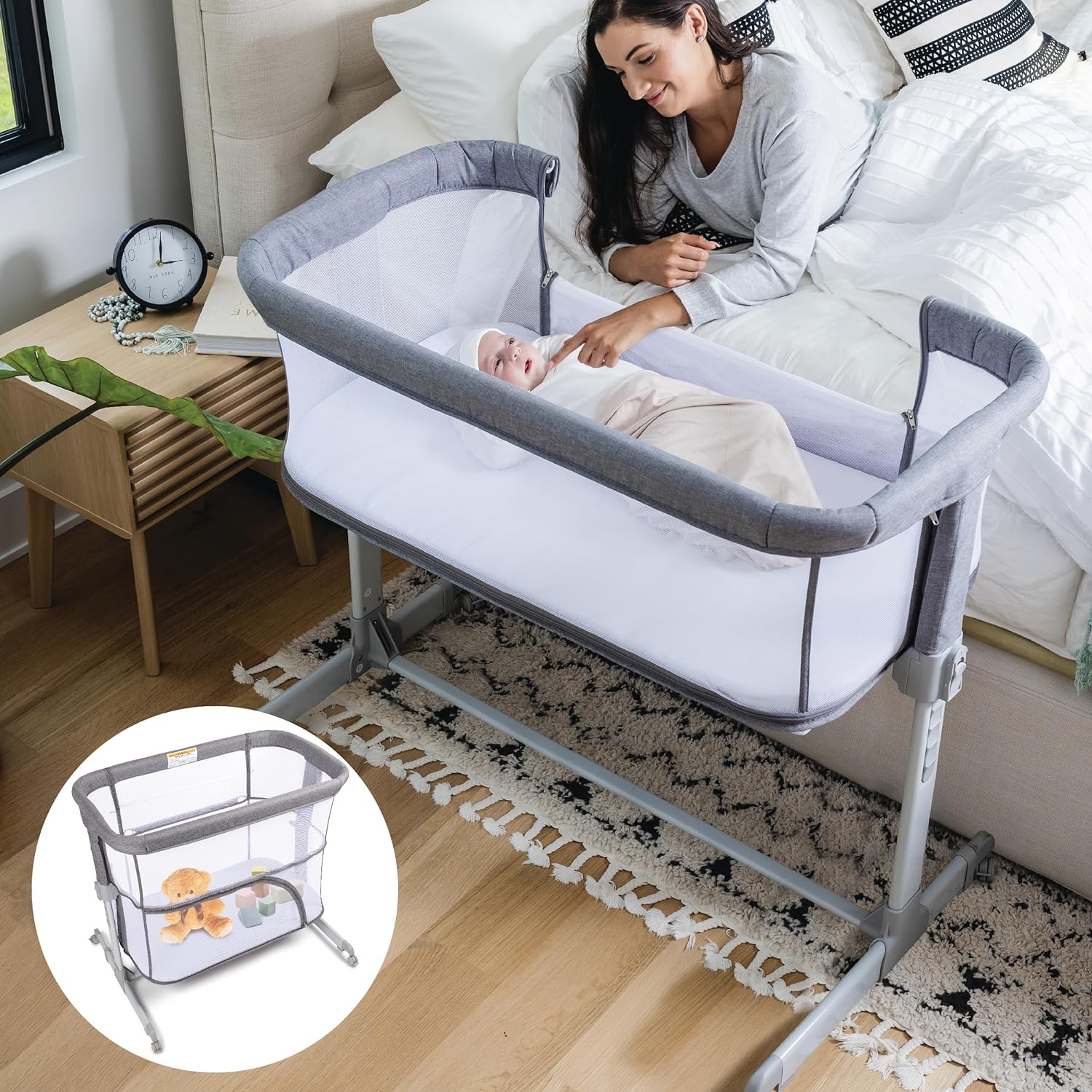 Mesh side clearance bassinet