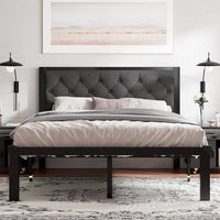 Feonase Queen Size Metal Bed Frame, Heavy-Duty Platform - $65