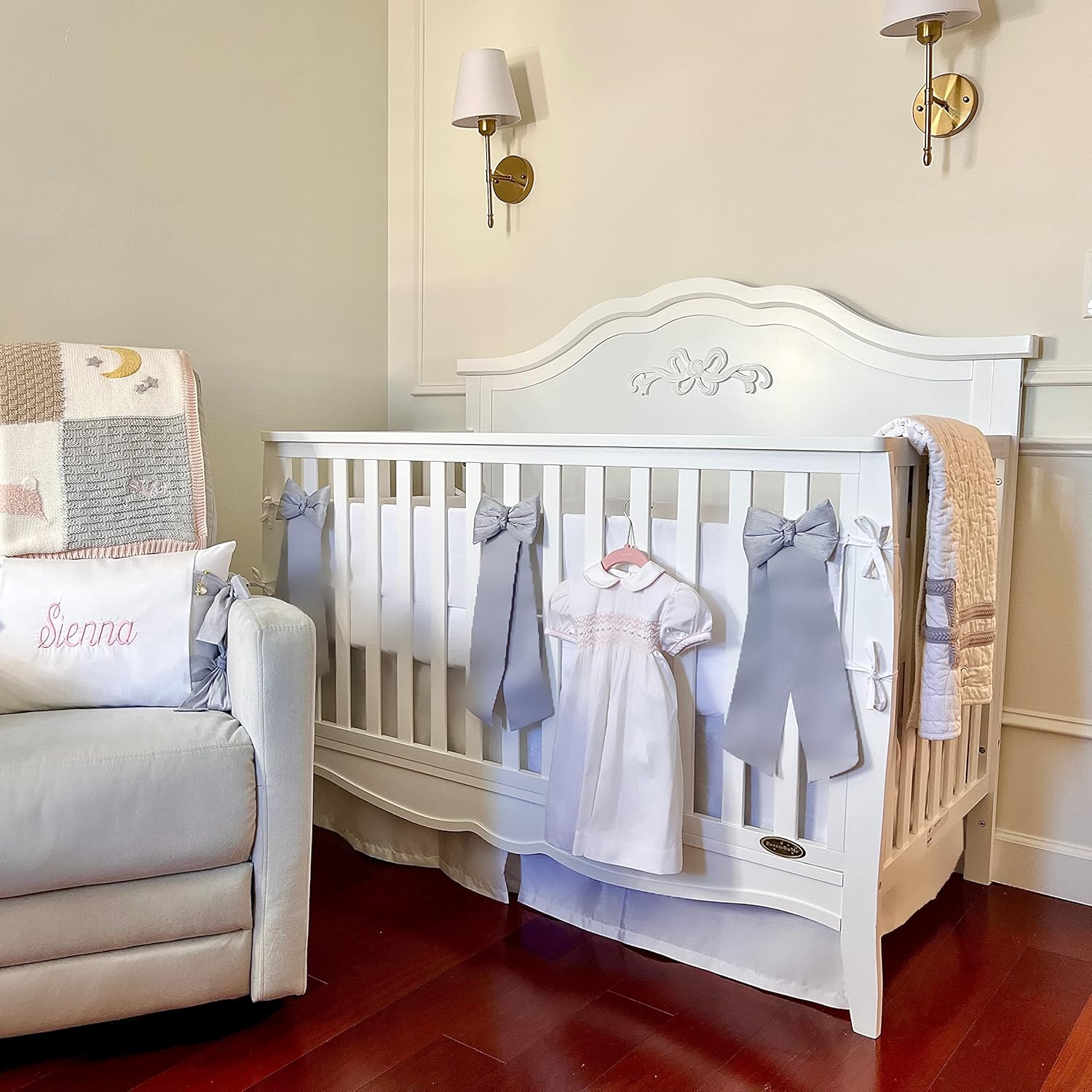 SweetPea Baby Jasmine 4-in-1 Convertible Crib in White, 3 Mattress Height Settings - $205