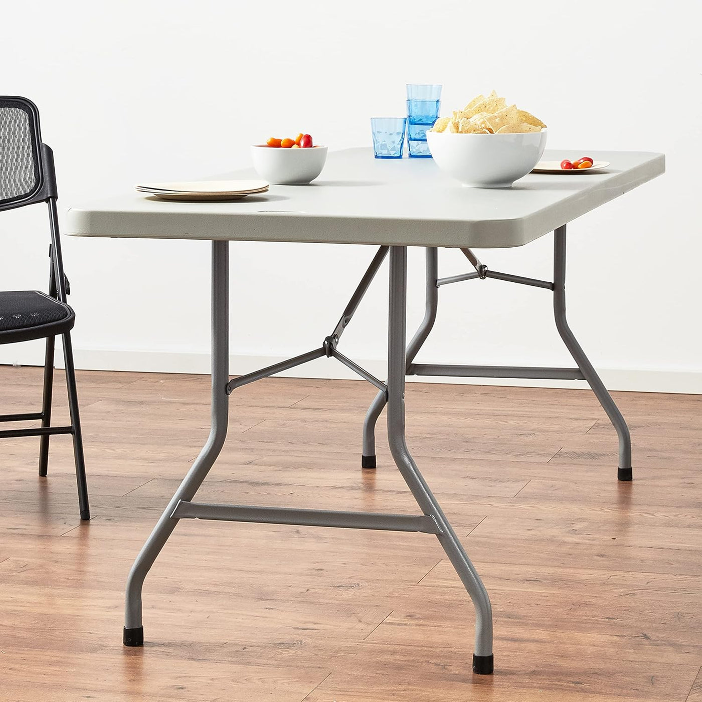 Office Star Resin Multipurpose Rectangle Folding Table, 6 Feet Light Gray - $105