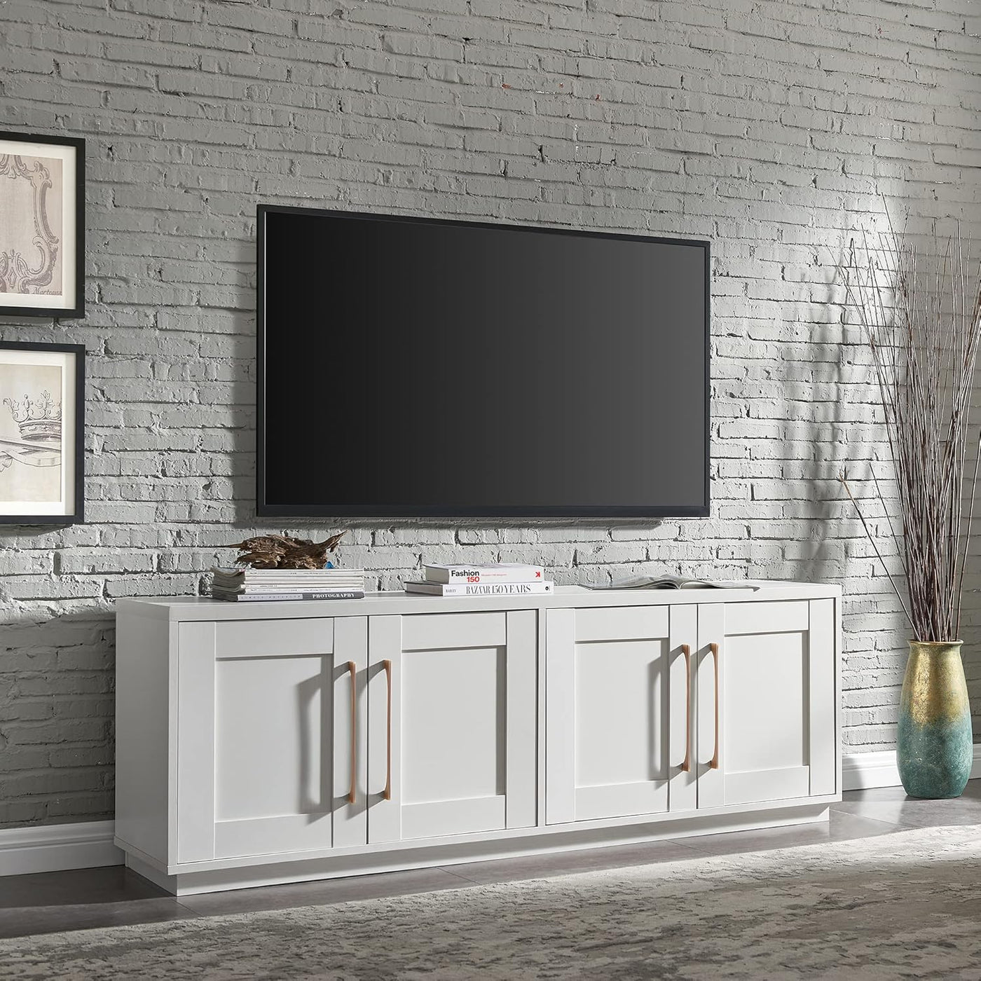 Henn&Hart Tillman Rectangular TV Stand for TV's up to 80" in, 68" Wide, White - $155