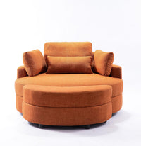 Verfur Round Barrel Chair with Storage Ottoman, Orange, 51.2" - $325