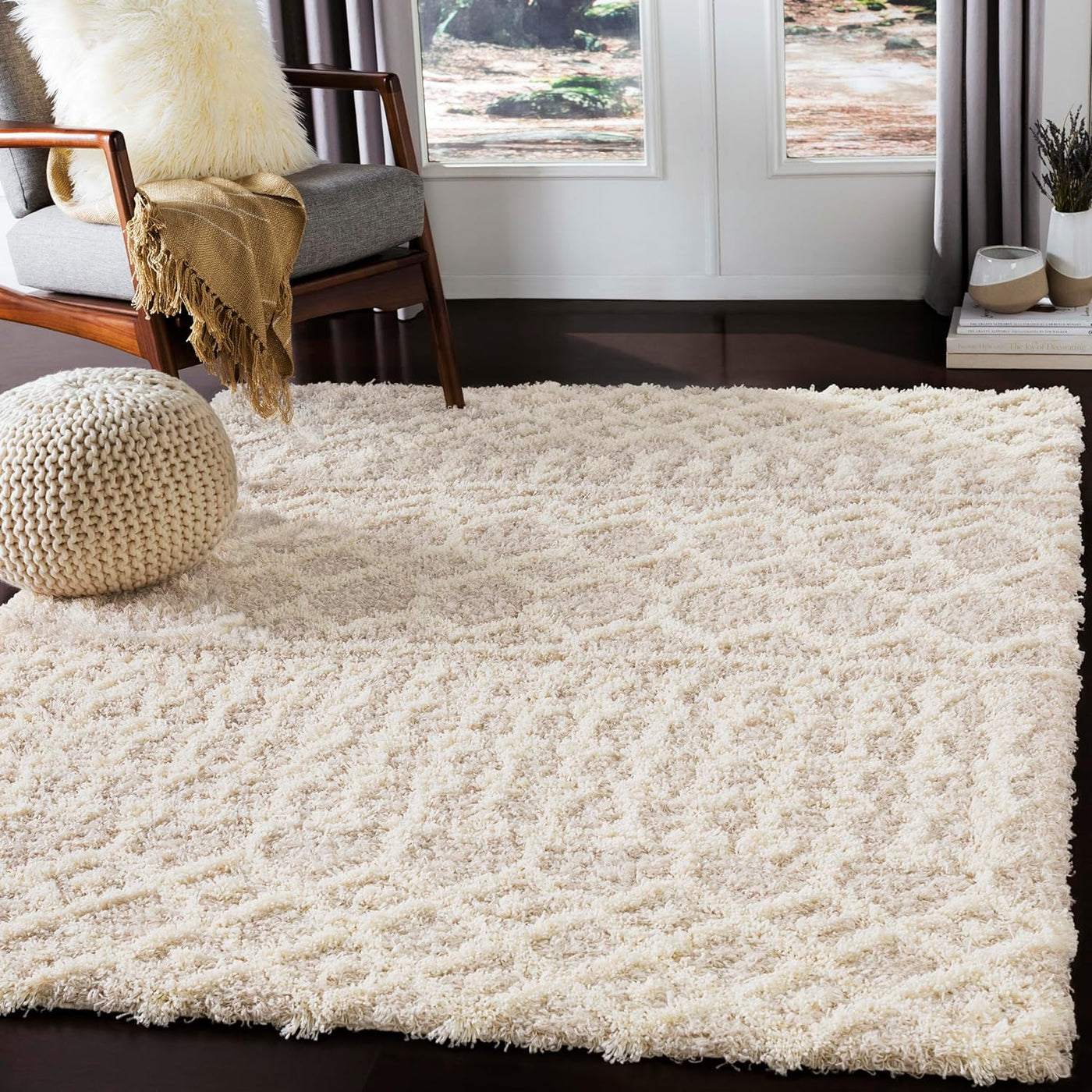 Livabliss Hapsburg Moroccan Shag Area Rug, 5'3" x 7'3", Beige - $65