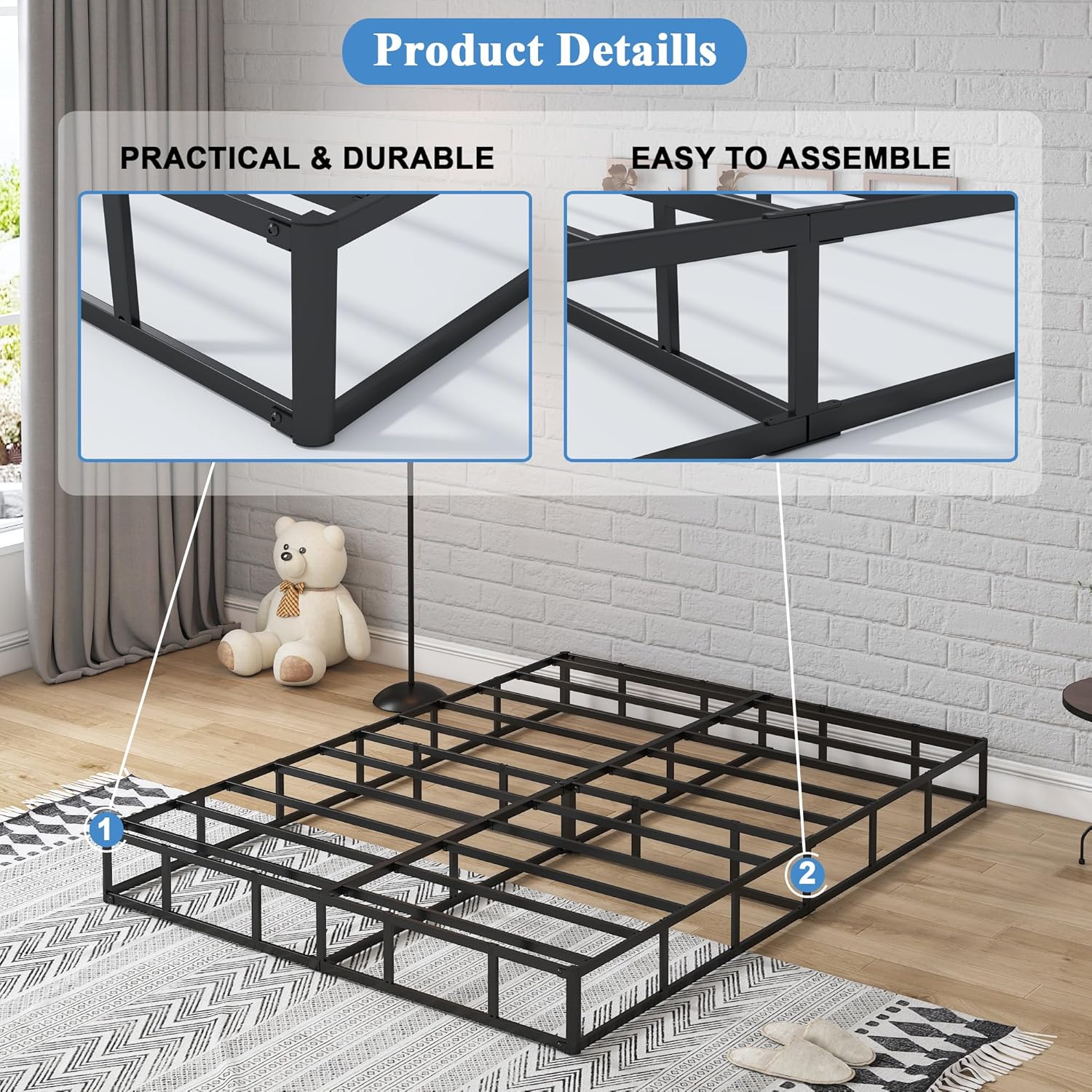 Full Size Box Spring with Fabric Cover Set,7 Inch High Profile Full Box Spring - $40