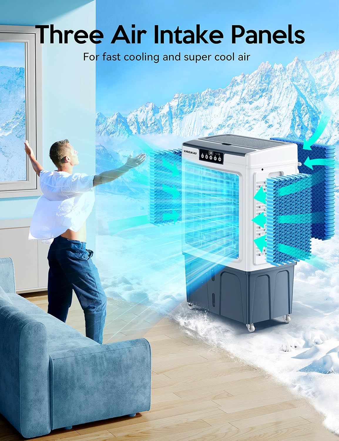 Evaporative Cooler, VAGKRI 3000CFM Evaporative Air Cooler, 120° Oscillation - $230