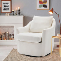 COLAMY Armchair Barrel, Upholstered Round Accent, 360° Swivel Single Sofa - $285