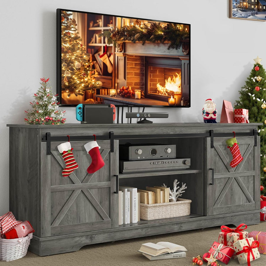 YITAHOME Farmhouse TV Stand for 65/60/55 Inch, Modern Entertainment Center - $95