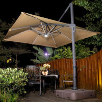 Sunnyglade 10x10ft Solar Powered LED Cantilever Patio Umbrella Square Deluxe - $200