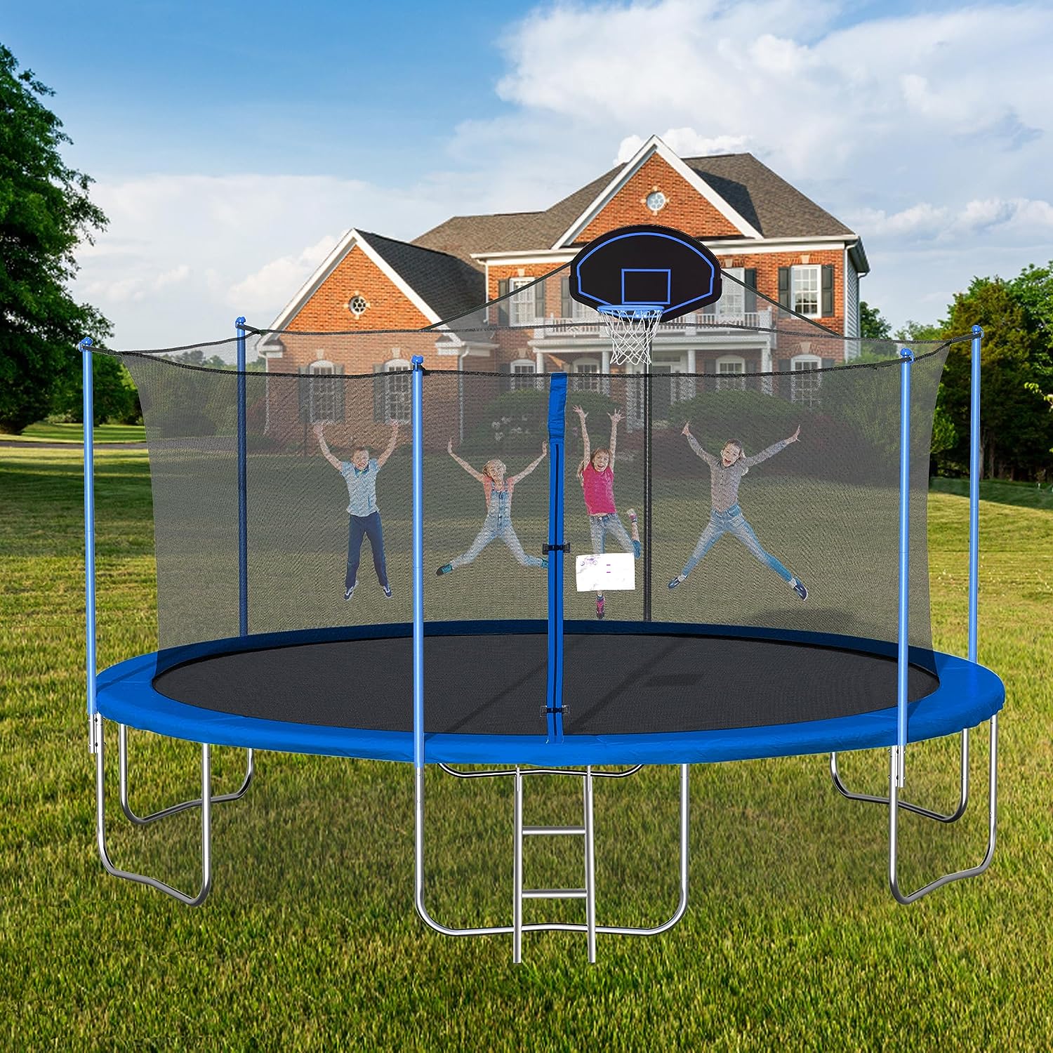 steelway 1500 LBS 16FT Trampoline with Safety Enclosure Net - $260