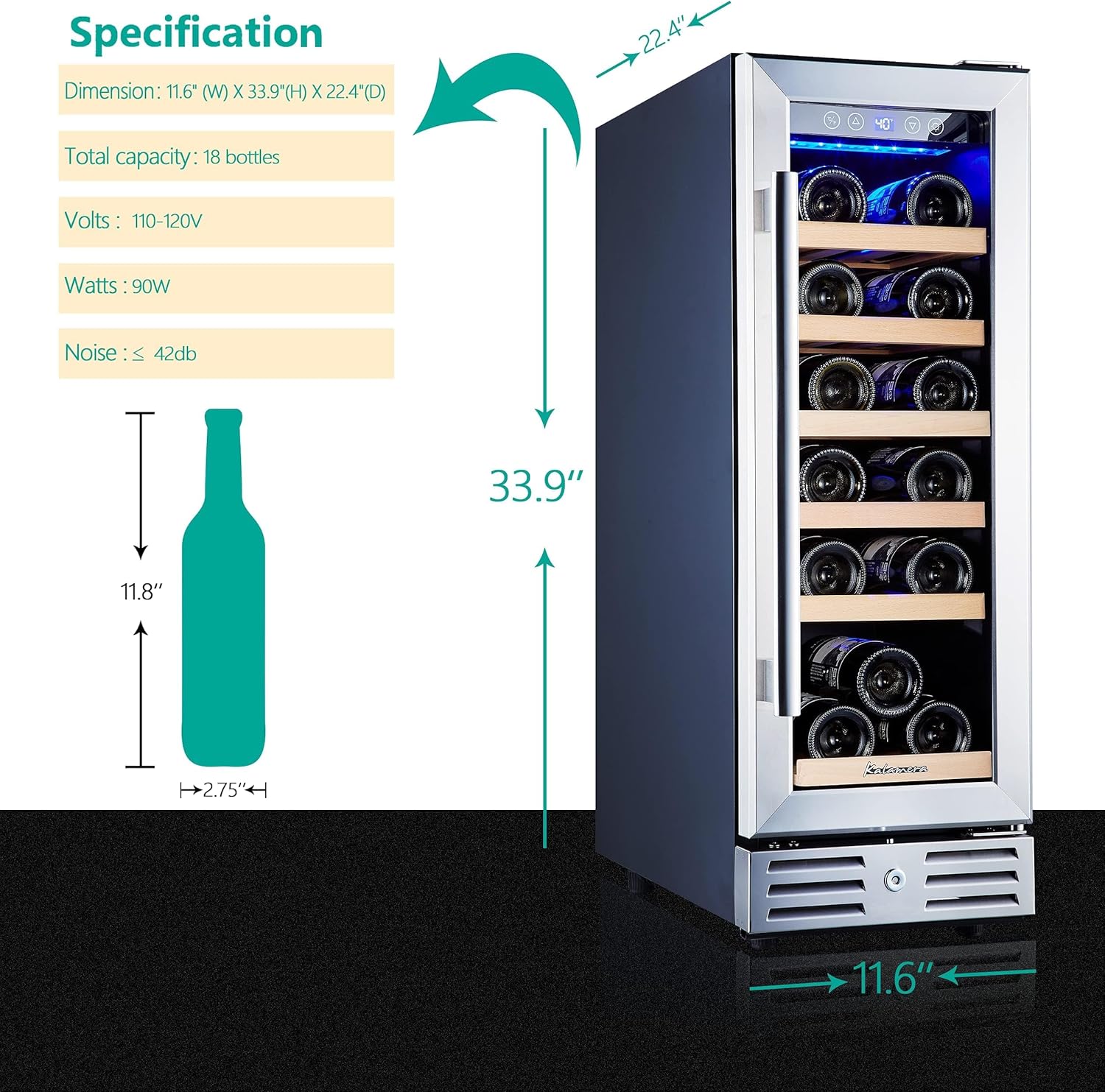 Kalamera Mini Fridge 18 Bottle - 12 inch Wine Cooler Refrigerator - $200