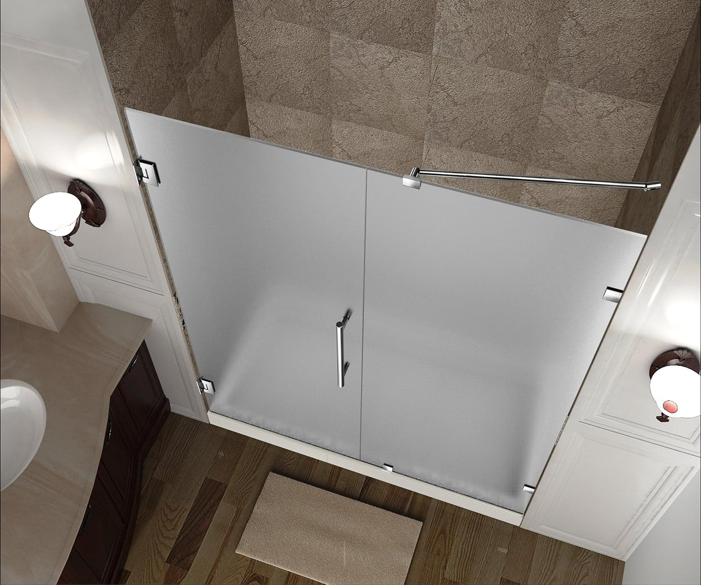 Aston Nautis Frameless Hinged Shower Door in Frosted Glass, 59" x 72" (Glass only) - $435