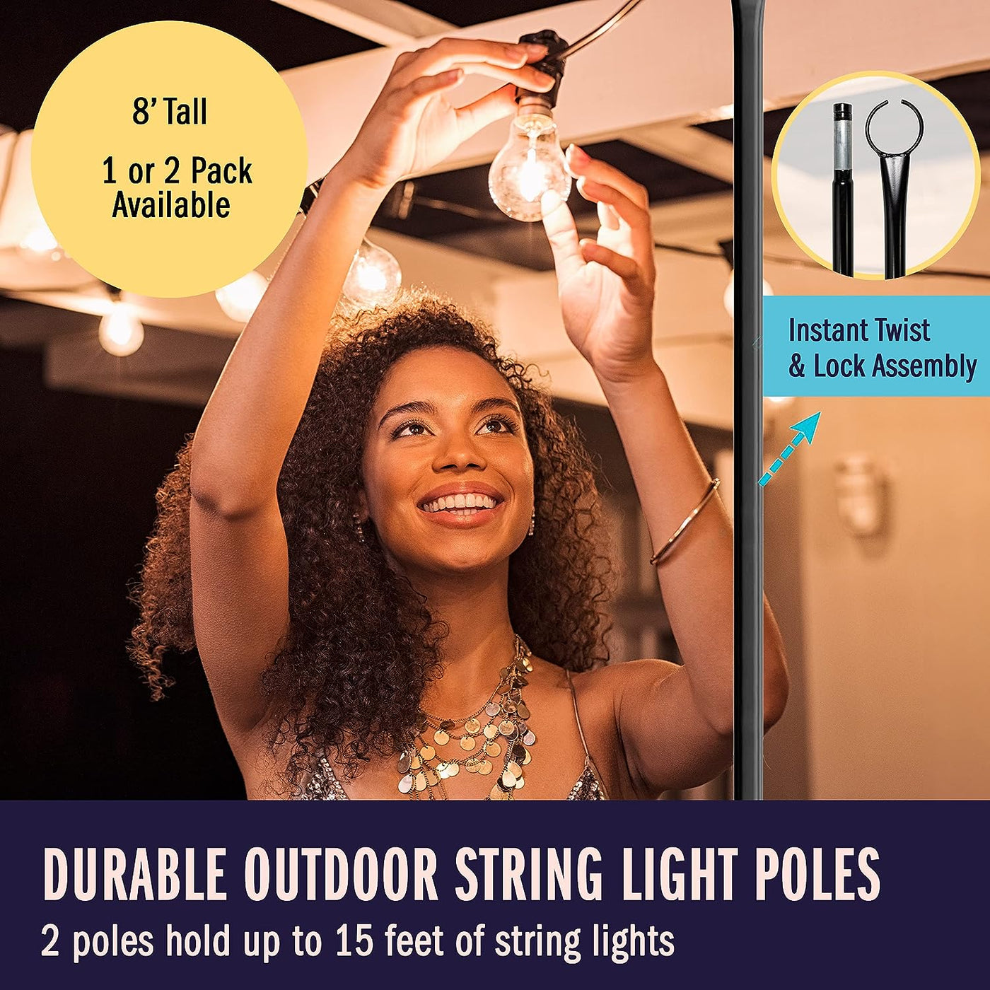 Holiday Styling String Light Poles for Outdoor String Lights (Yard Pole - 2 Pack) - $35