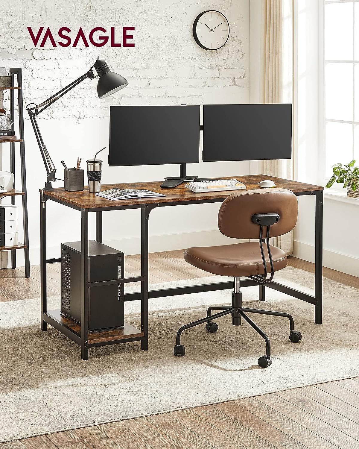 VASAGLE ALINRU Computer Desk, 55.1-Inch Wide Home Office Desk - $80