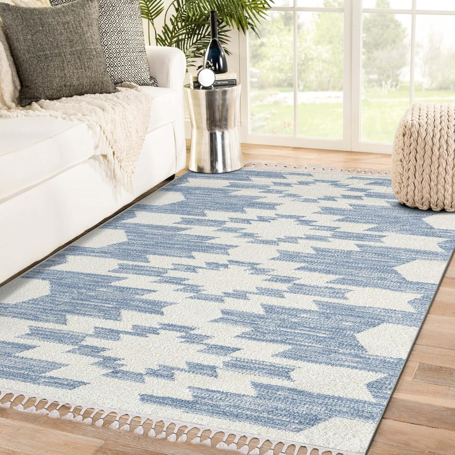 LUXE WEAVERS Ibiza Collection 8068 Blue 8x10 South Western Geometric Area Rug - $110