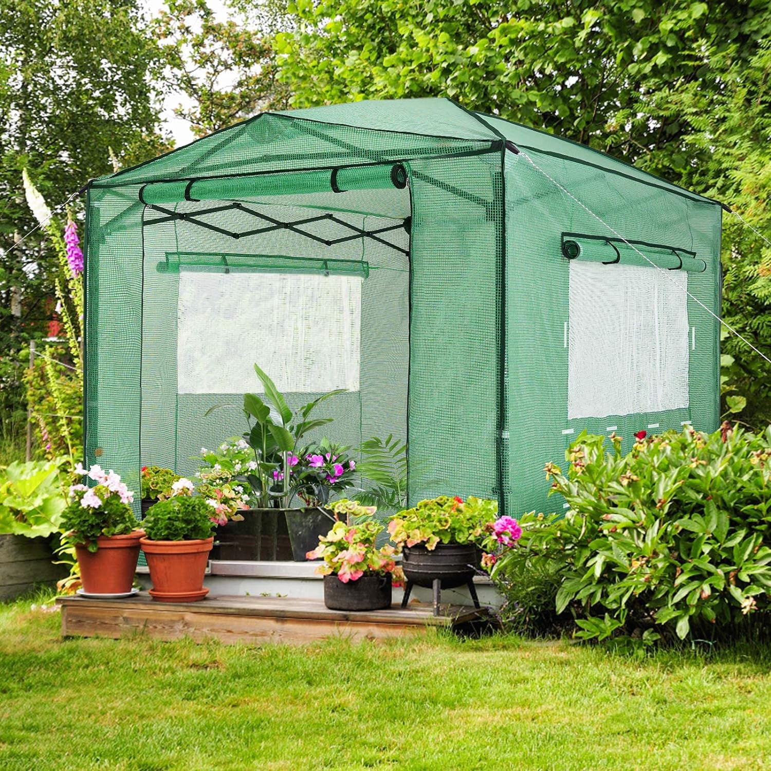 OUTFINE 8'x12' Portable Greenhouse Pop-up Greenhouse Gardening Canopy - $80