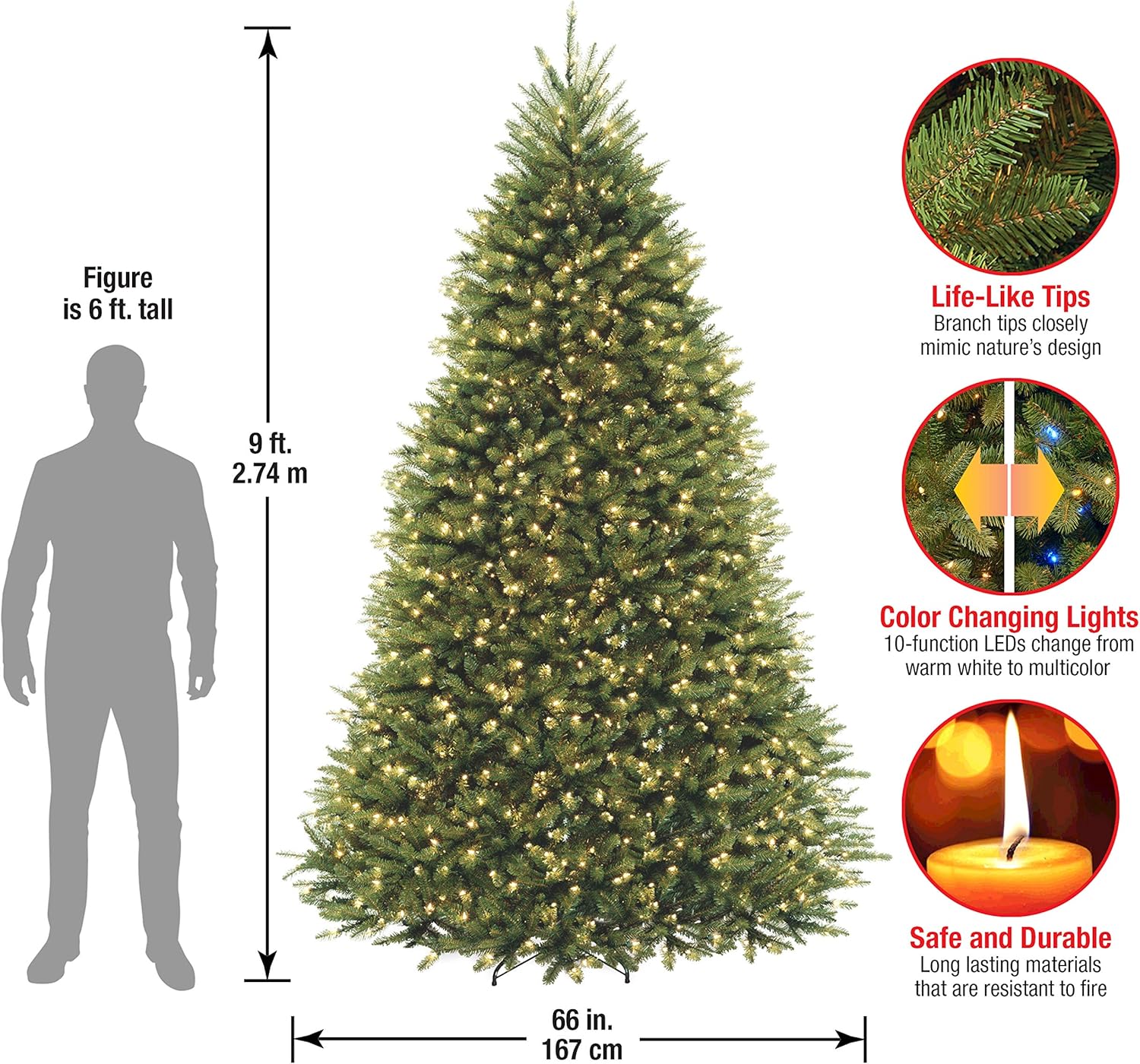 National Tree Company Pre-Lit Artificial Full Christmas Tree, Green, 9 Feet - $260